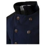 Men's Double Breasted Stand Collar Longline Winter Coat With Buttons - Image 3