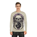 Men's 3D Graphic Skull T-Shirt Print Long Sleeve Daily Tops Purple