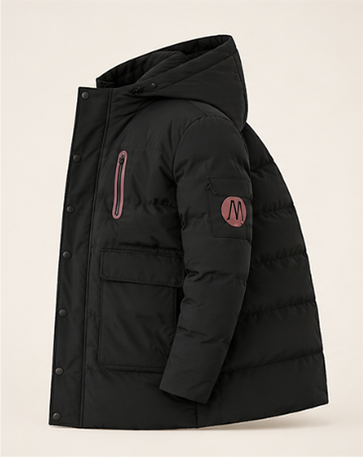Black winter down jacket